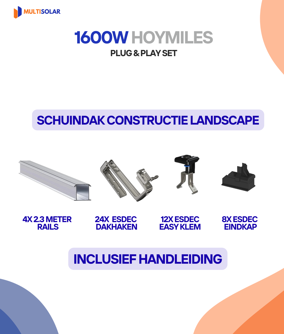 Système de panneaux solaires Hoymiles Plug & Play – 4 panneaux (micro-onduleur, câblage et sous-structure inclus)