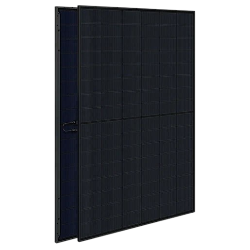 Multi Solar Astronergy 450Wp full black bifacial glass-glass solar panel showing front and back view