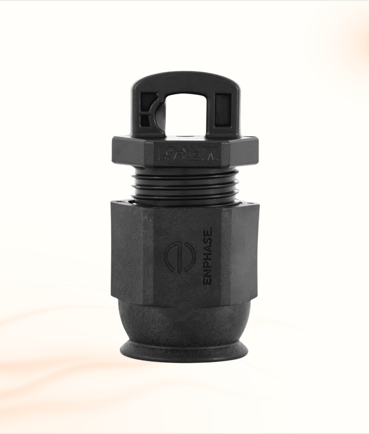 Multi Solar Enphase 1-phase Q-Cable terminator cap in black plastic for secure solar energy system installation.