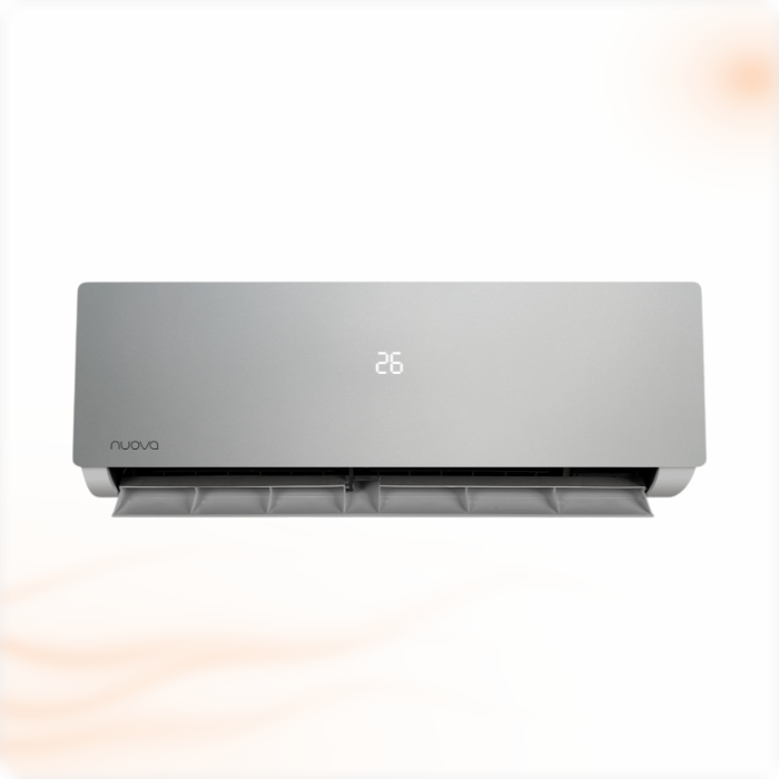 Nuova Infinity AI Smart airco set 2,5 kW, zilveren binnenunit, lamellen open