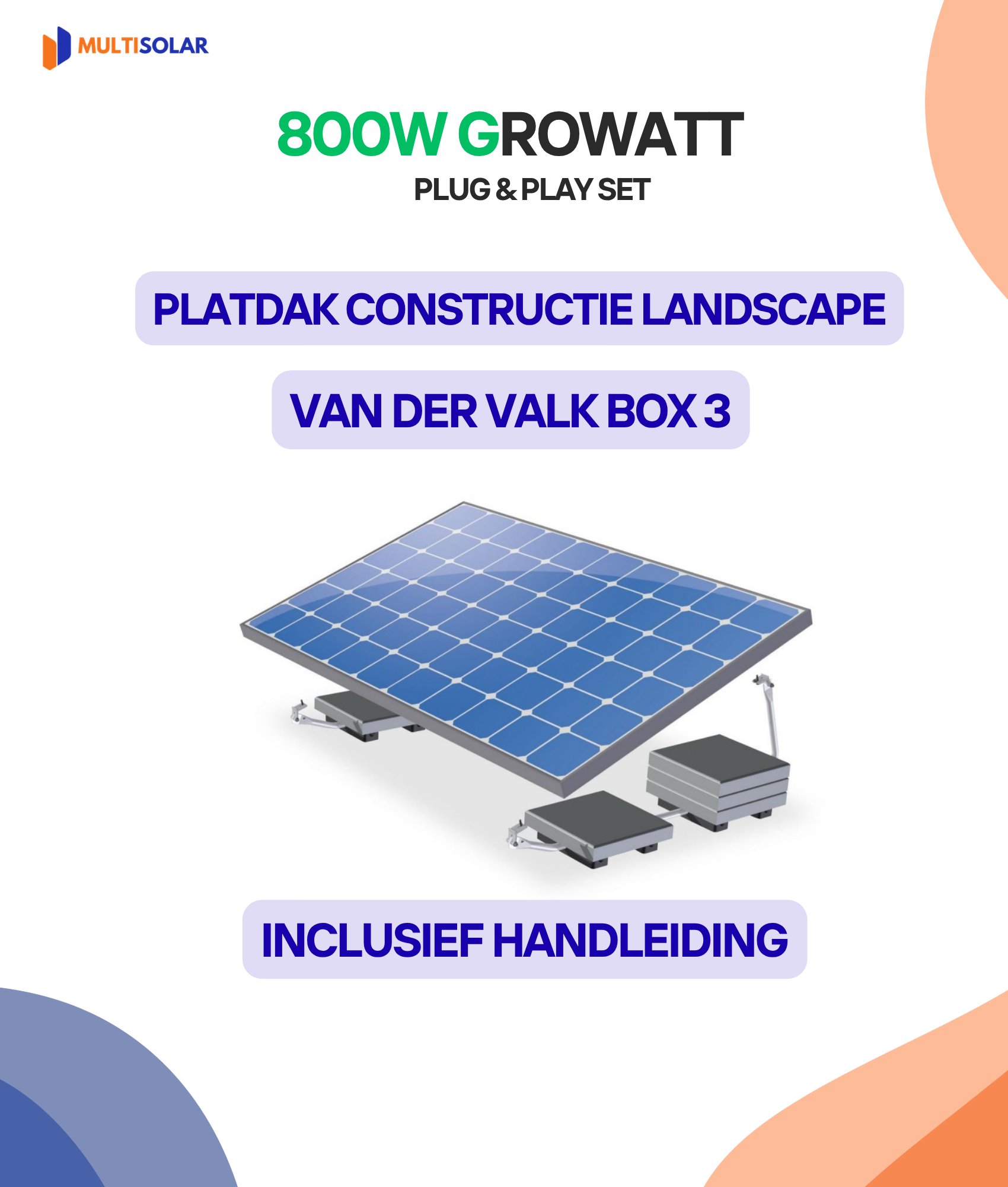 800W Plug en Play Zonnepaneel Pakket – 2 Panelen | Growatt Micro-Omvormer | Doe-het-Zelf Stopcontact