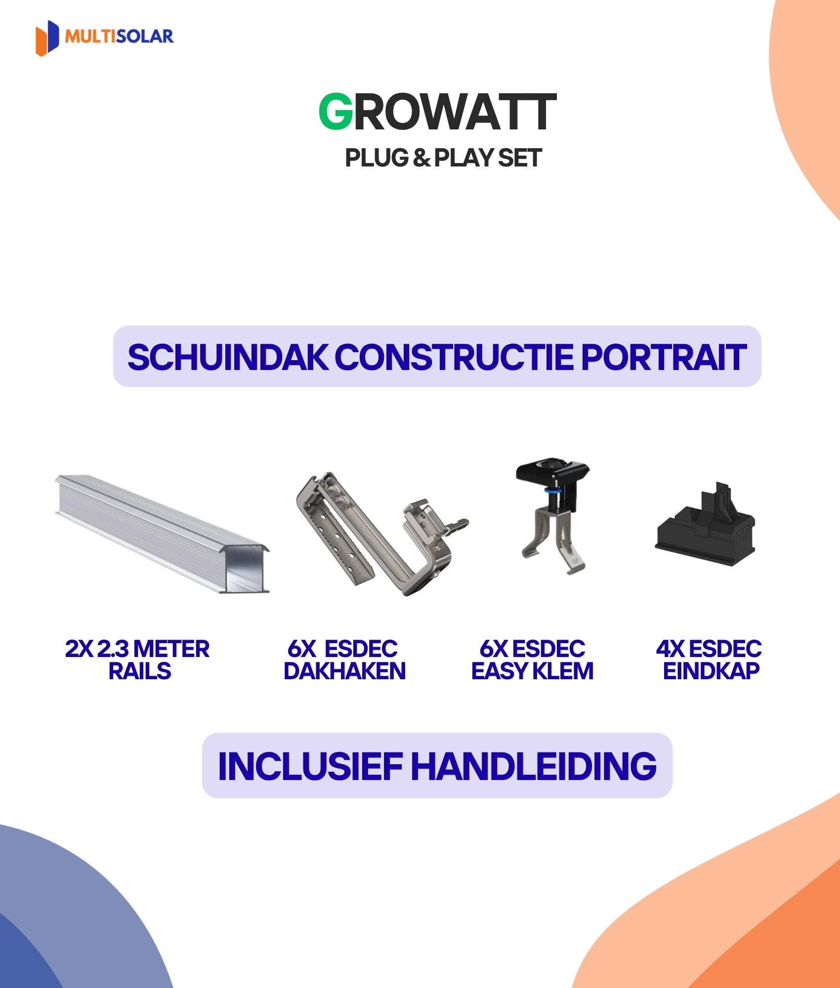 Plug en Play Growatt Zonnepaneel Pakket – 2 Panelen | JA-Solar| ASTRO | (420 of 450 Wp) Glas-Glas | Growatt Micro-Omvormer | Doe-het-Zelf Stopcontact