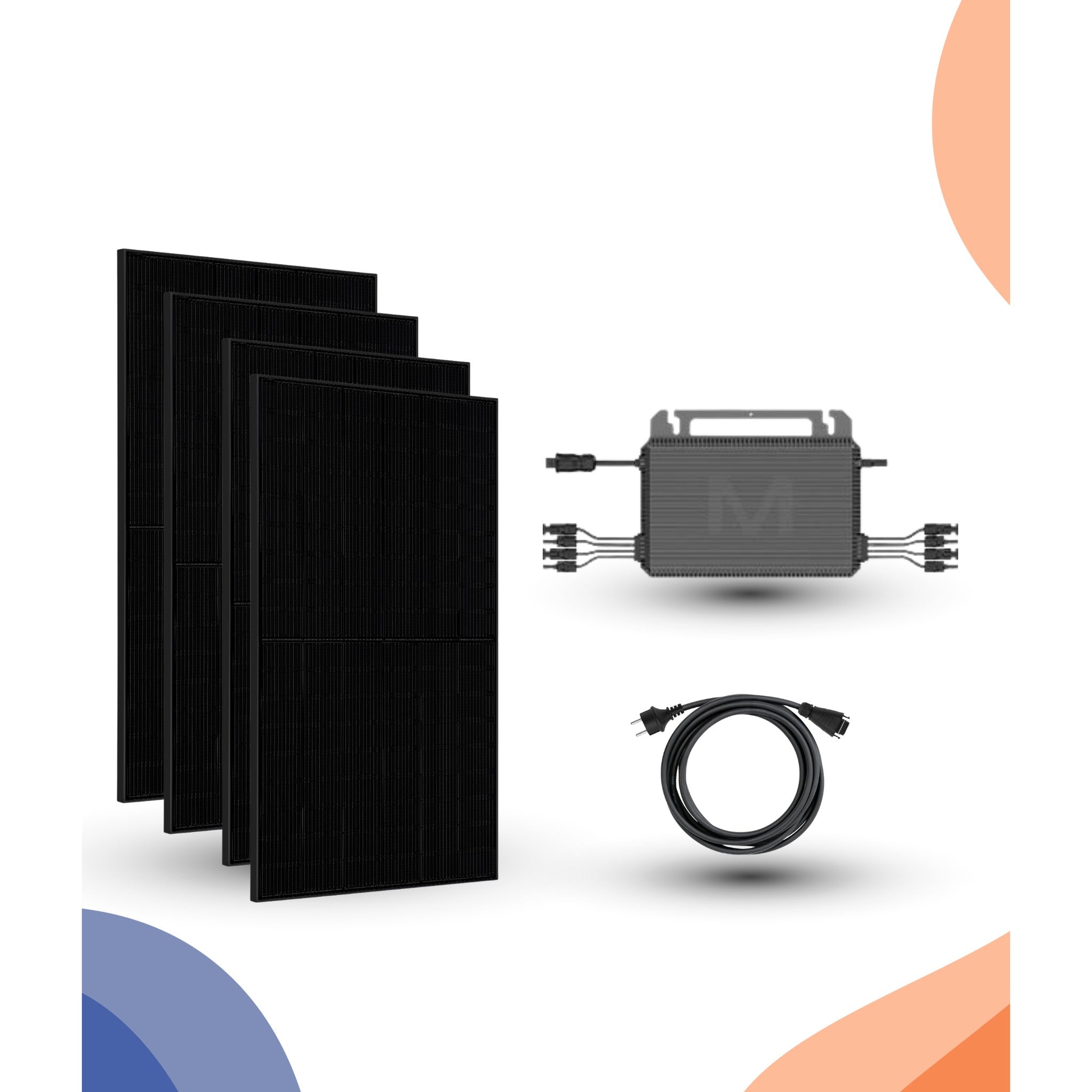 2000W Plug en Play Zonnepaneel Pakket – 4 Panelen | Marstek 2000W Micro-Omvormer | Doe-het-Zelf Stopcontact