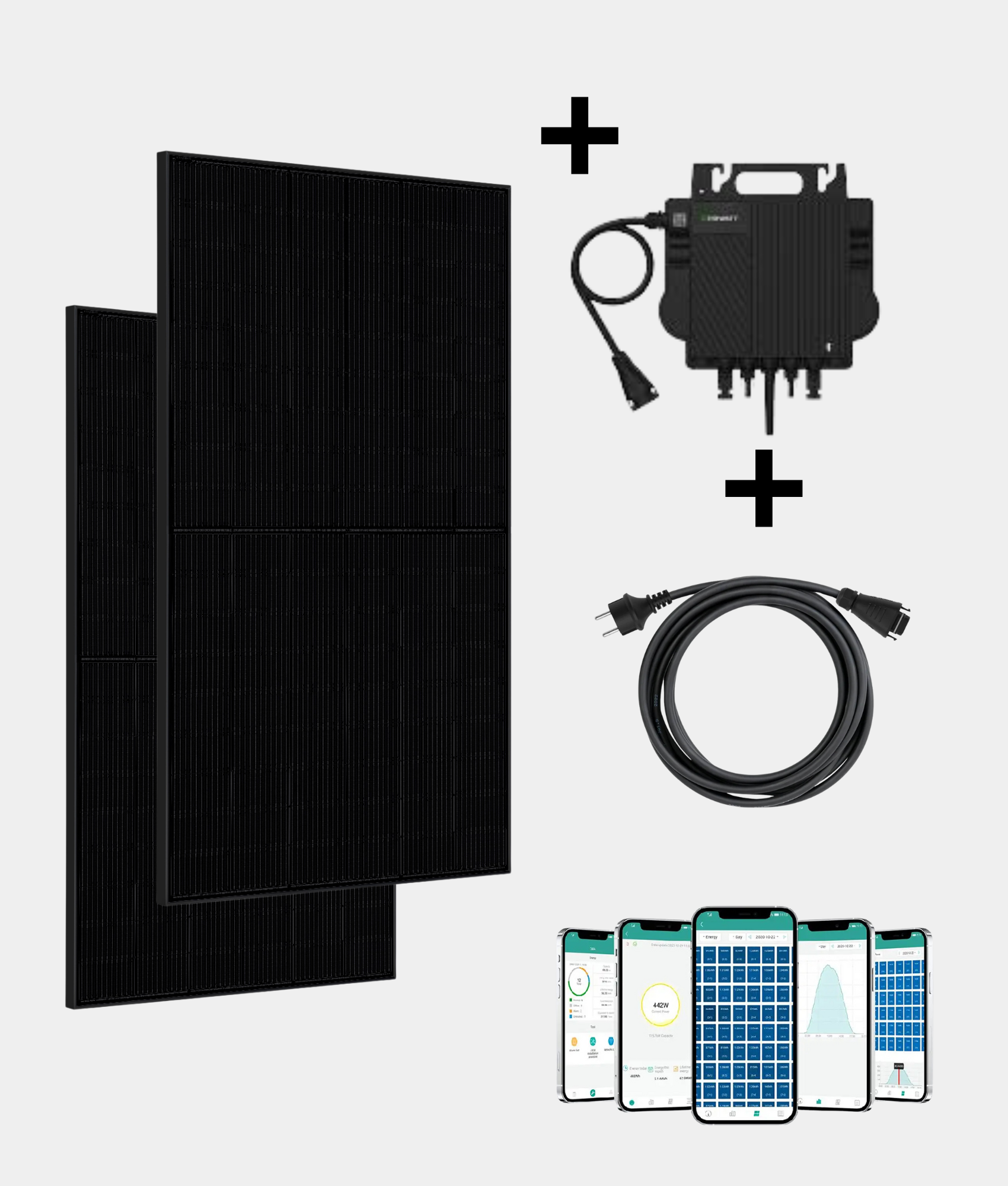 Growatt Plug & Play Zonnepaneel Systeem – 2 Panelen (incl. micro-omvormer, bekabeling & onderconstructie