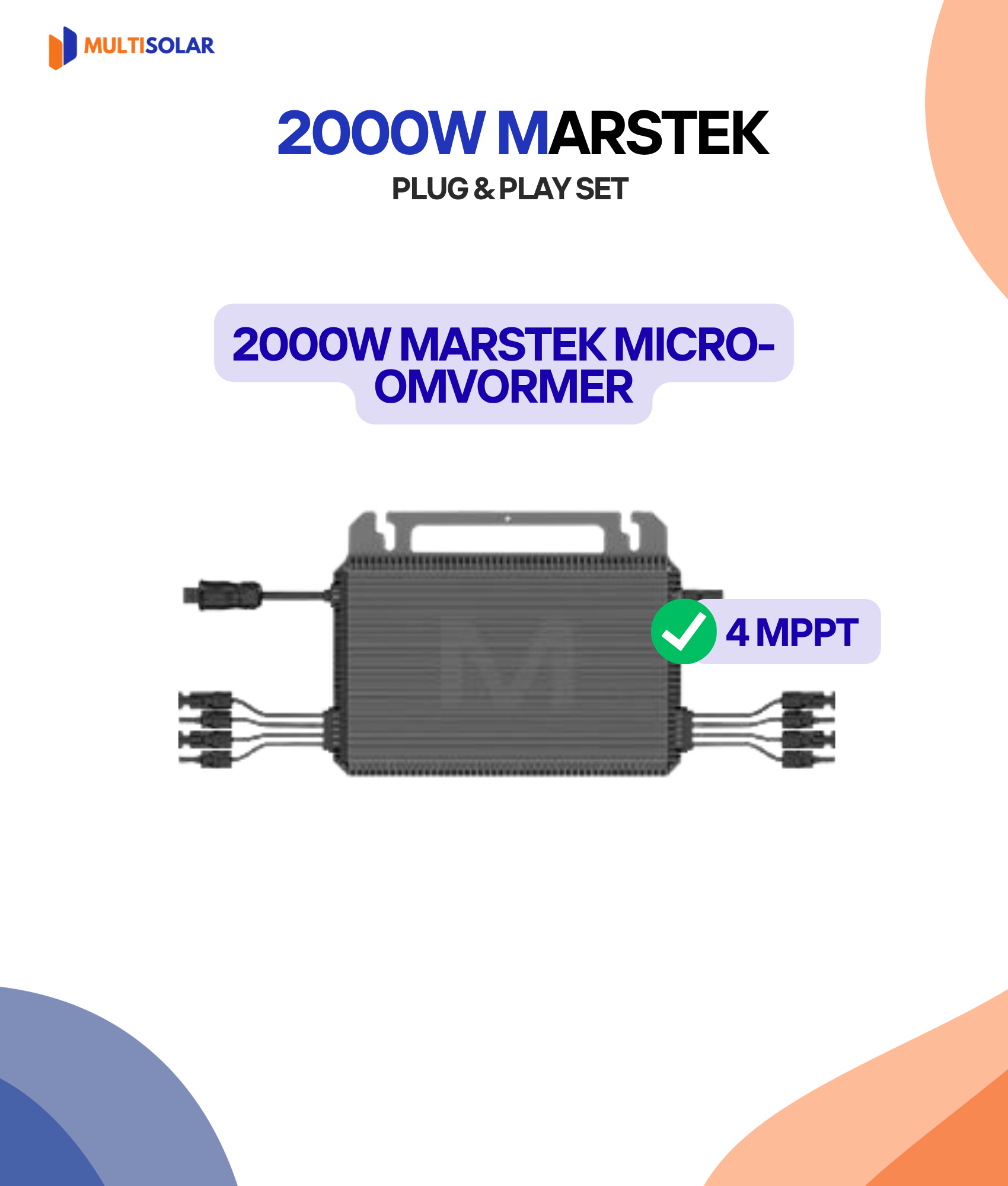 2000W Plug en Play Zonnepaneel Pakket – 4 Panelen | Marstek 2000W Micro-Omvormer | Doe-het-Zelf Stopcontact