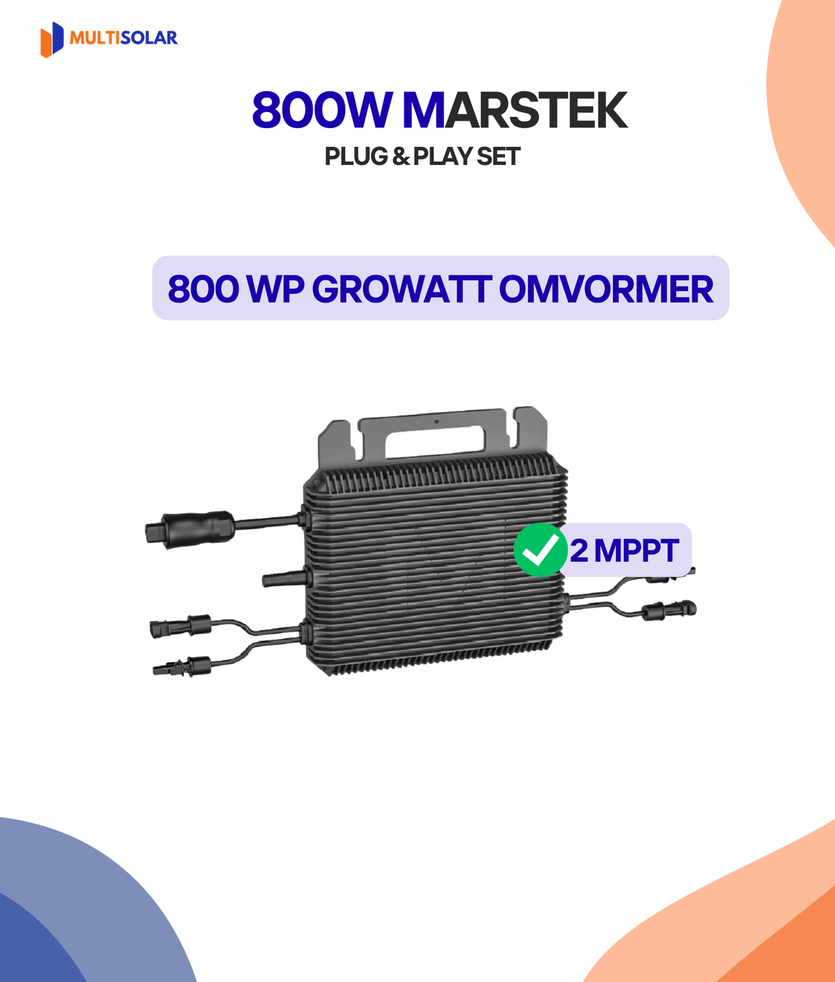 Système de panneaux solaires Growatt Plug &amp; Play – 2 panneaux (micro-onduleur, câblage et panneaux inclus)