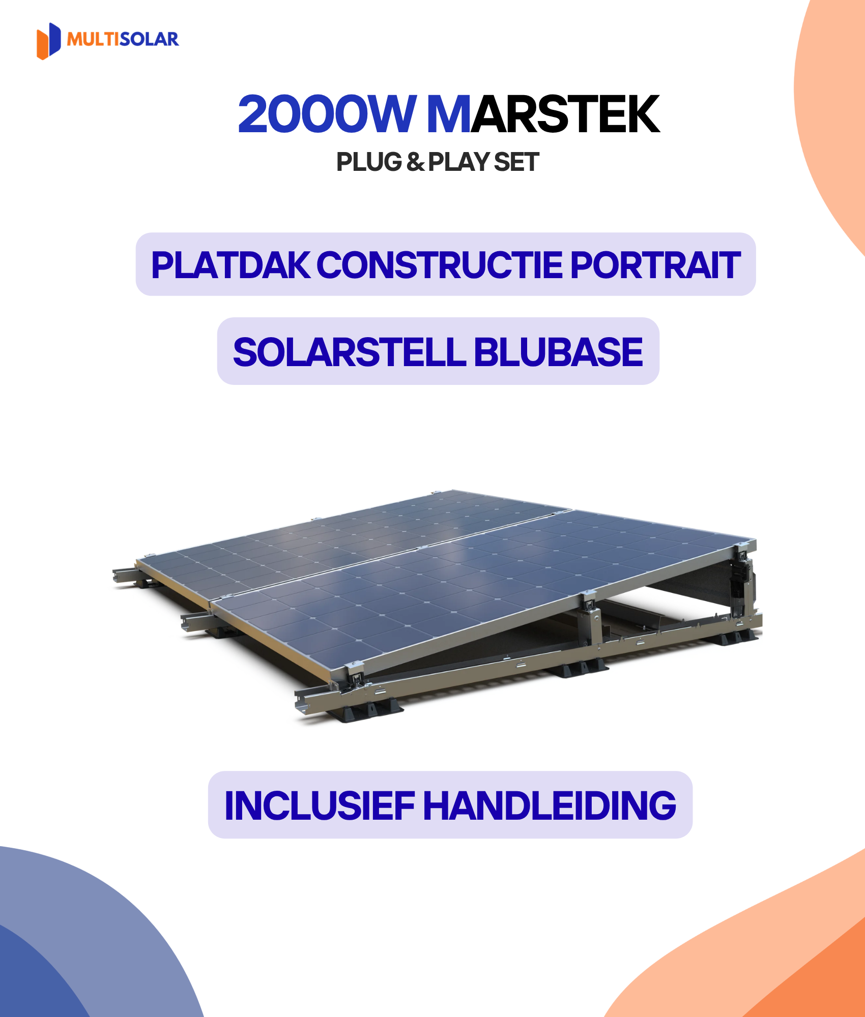 2000W Plug en Play Zonnepaneel Pakket – 4 Panelen | Marstek 2000W Micro-Omvormer | Doe-het-Zelf Stopcontact
