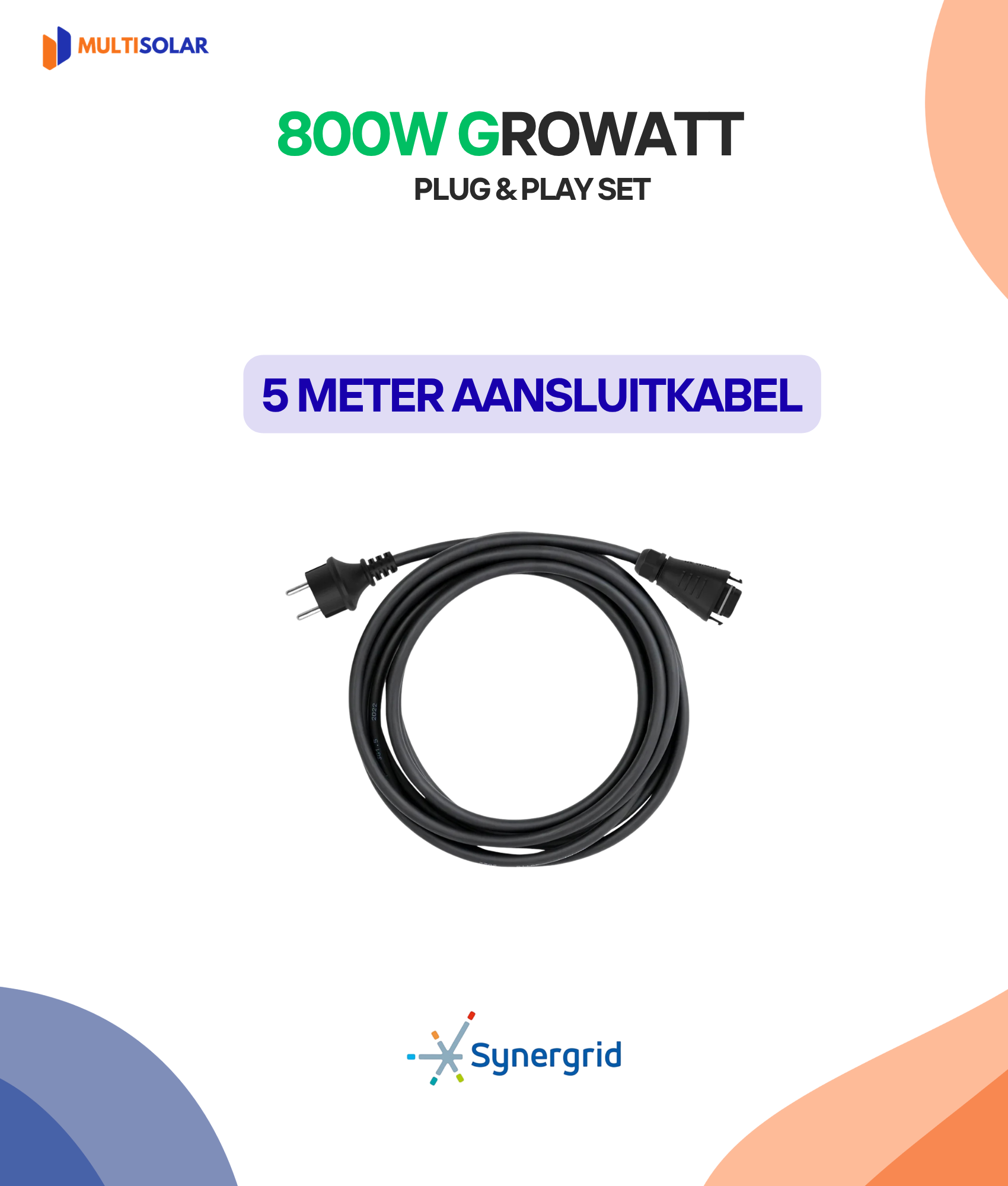 800W Plug en Play Zonnepaneel Pakket – 2 Panelen | Growatt Micro-Omvormer | Doe-het-Zelf Stopcontact