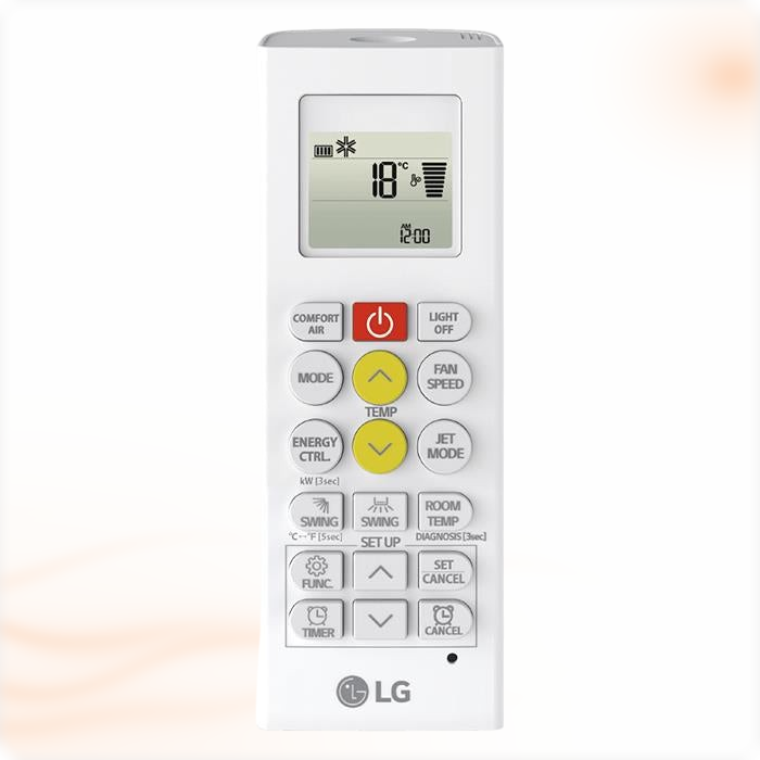 Afstandsbediening van de LG UQ18F vloermodel airco set