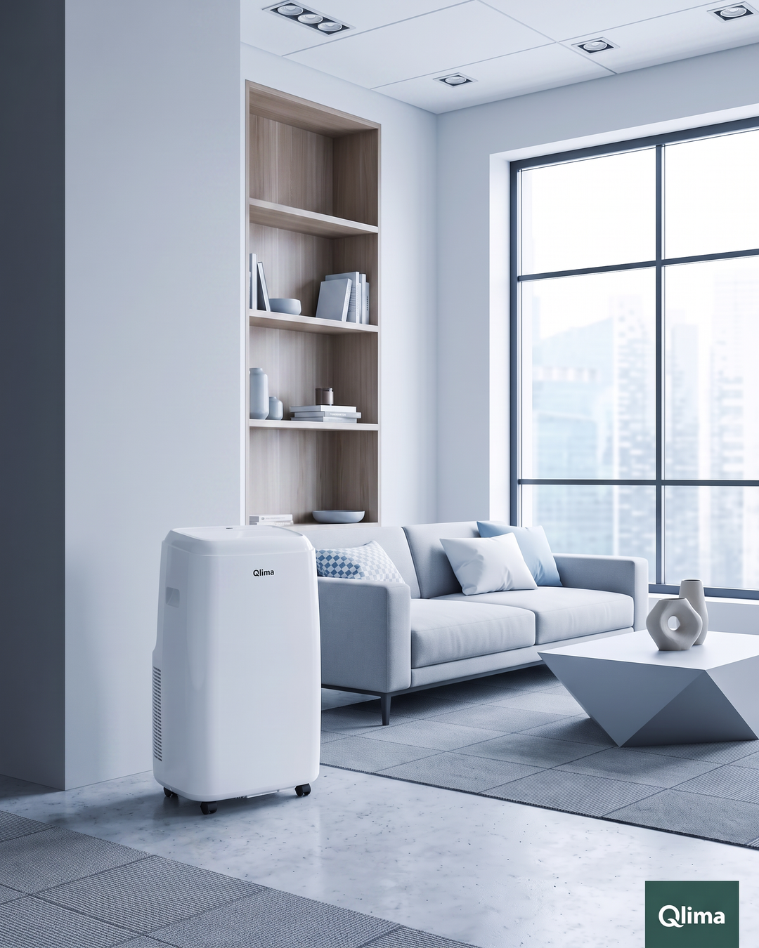 Qlima P228 Mobiele Airco | 9.500 BTU – 2,8 kW | Koelen, Ontvochtigen & Ventileren | Tot 90 m³