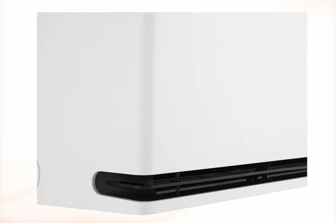 LG Deluxe DM07S0DA binnenunit 2,1 kW, detail van de zijkant en luchtuitlaat