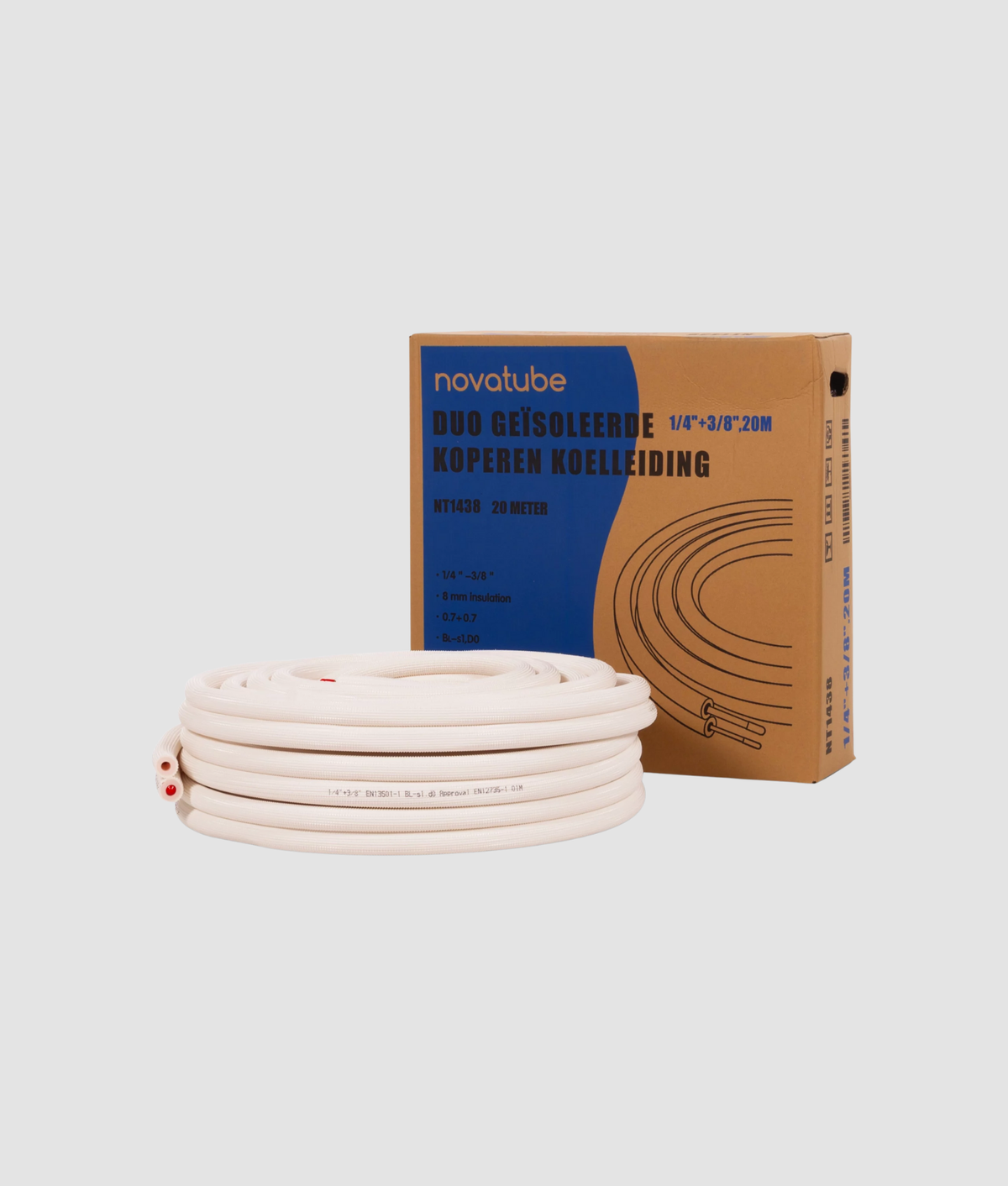 NovaTube duo geisoleerde koelleiding 1/4-3/8 rol 20 meter