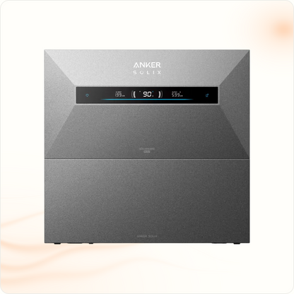Anker SOLIX Solarbank Max thuisbatterij met uitbreidingsbatterij, recht vooraanzicht