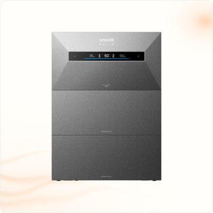 Anker SOLIX Solarbank Max thuisbatterij met uitbreidingsbatterij, staand vooraanzicht