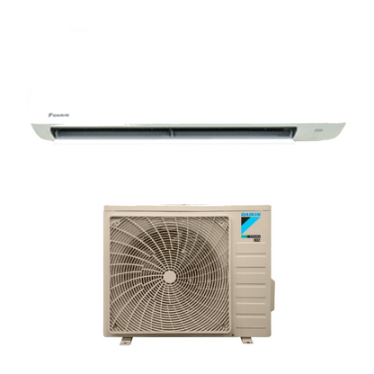 Multi Solar Daikin Sensira 3.5 kW air conditioner set with white indoor wall unit and beige outdoor compressor unit