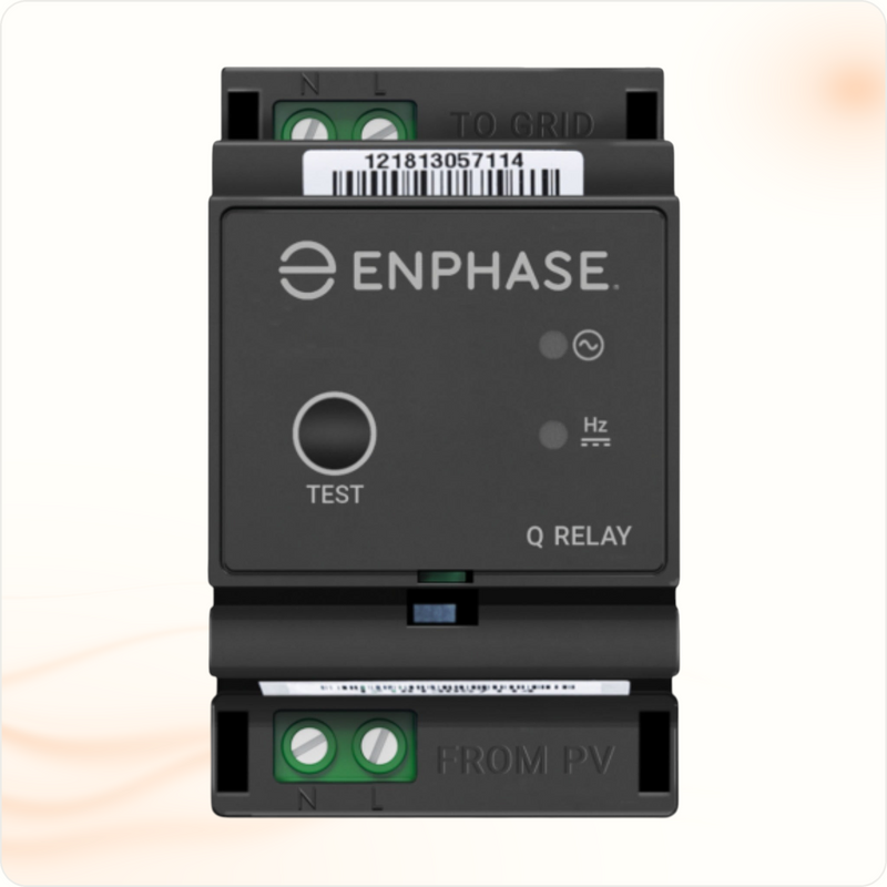 Multi Solar Enphase 1-phase Q Relay for solar energy systems with test button and grid connection terminals