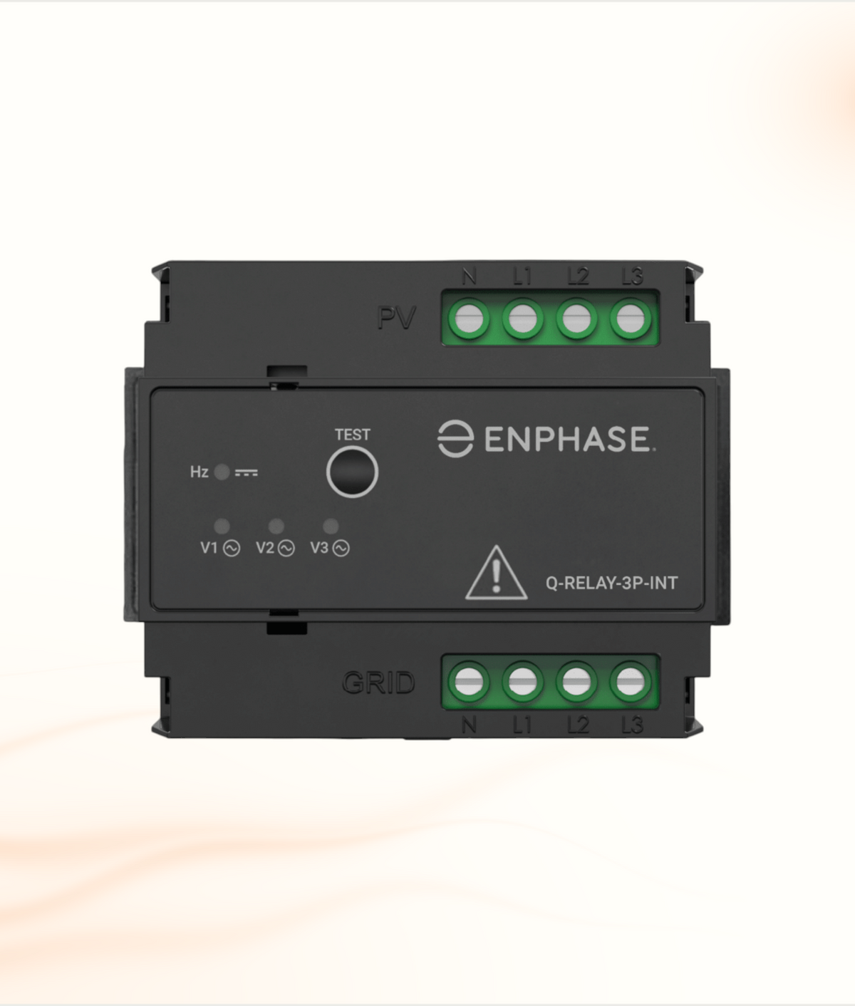 Multi Solar Enphase 3-phase external relay for solar energy systems with test button and grid connection terminals