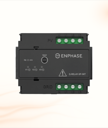 Multi Solar Enphase 3-phase external relay for solar energy systems with test button and grid connection terminals