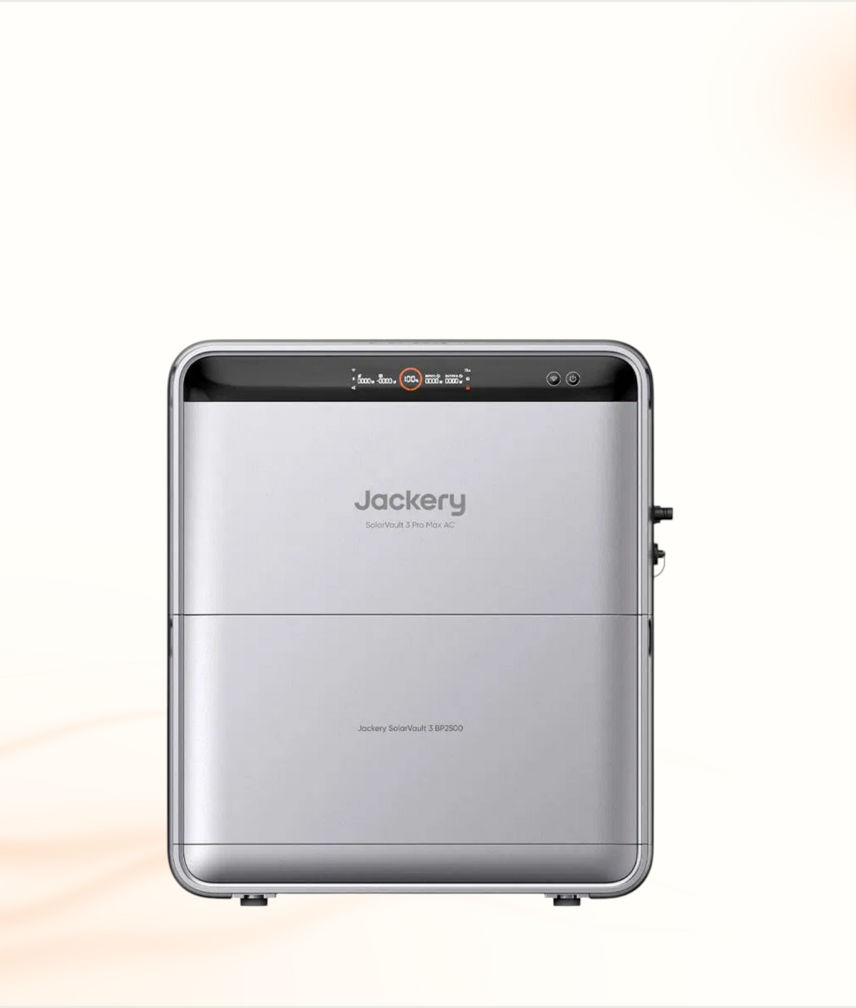 Multi Solar Jackery SolarVault 3 Pro modular home battery unit with digital display and sleek silver finish