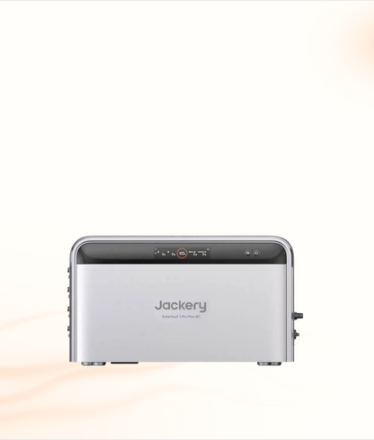 Multi Solar Jackery SolarVault 3 Pro modular home battery with digital display in a sleek silver finish