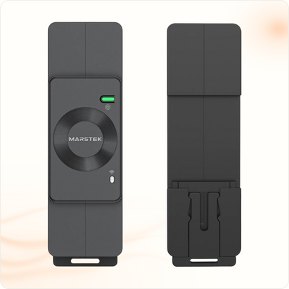 Multi Solar Marstek CT002 smart meter showing front and back views of the compact black energy monitoring device.