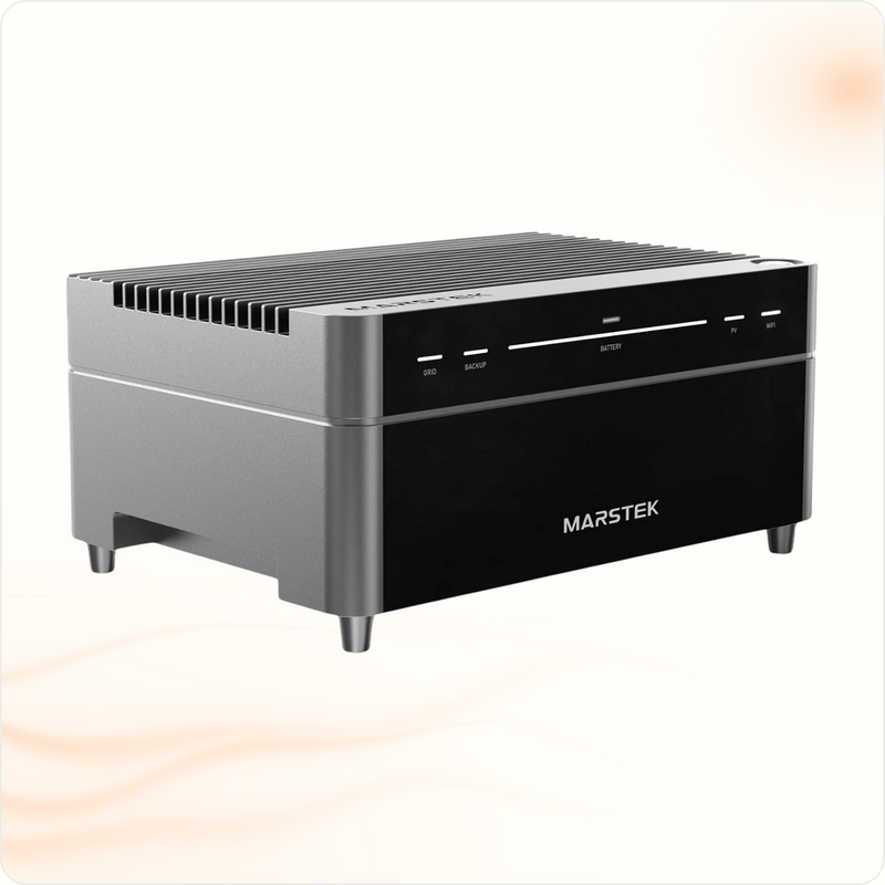 Multi Solar Marstek Venus A modular home battery unit with a sleek grey and black finish and status indicator lights.
