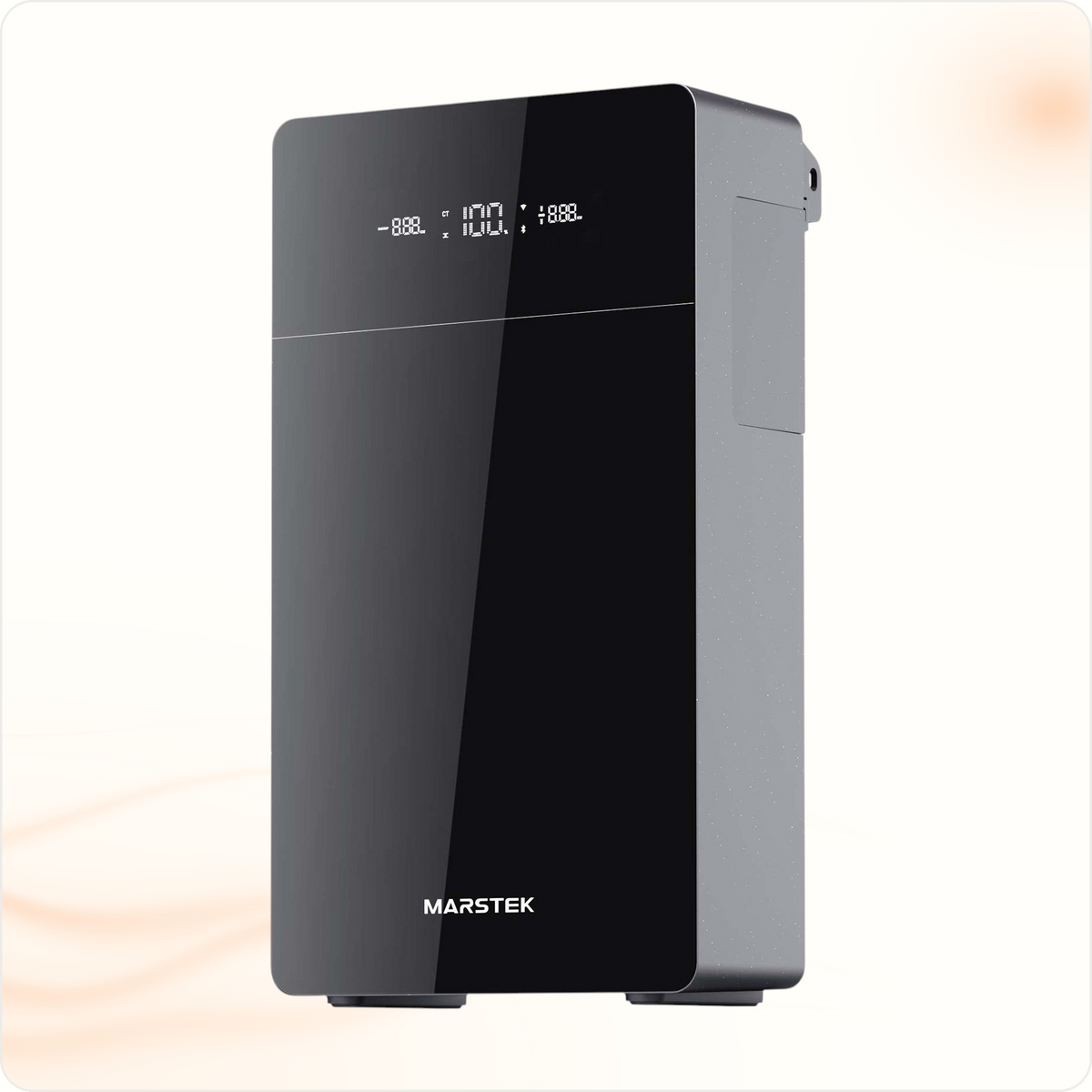 Multi Solar Marstek Venus Max 10 kWh home battery with a sleek black finish and digital display for energy monitoring.