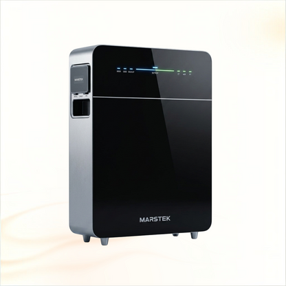 Multi Solar Marstek Venus V3 5.12 kWh LiFePO4 home battery with a sleek black front and status indicator lights.