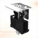Multi Solar Solarstell Connect universal clamp for secure solar panel mounting, featuring durable aluminium and black plastic.