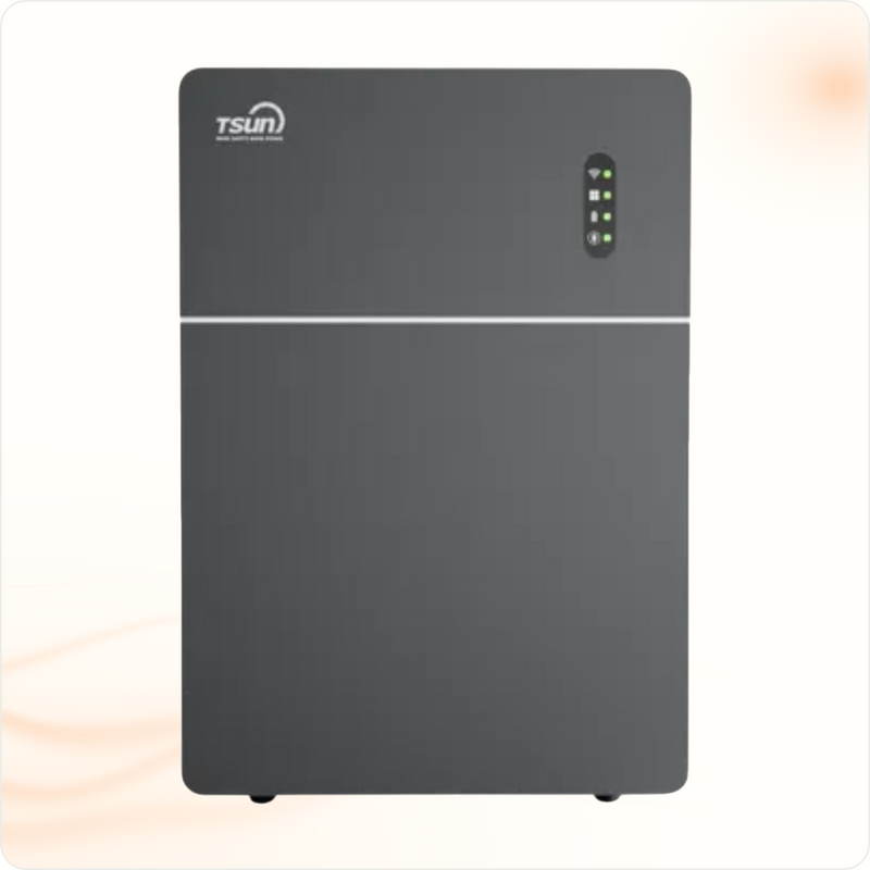 Multi Solar TSUN Solartrunk 5 kWh plug and play home battery unit in dark grey with status indicator lights