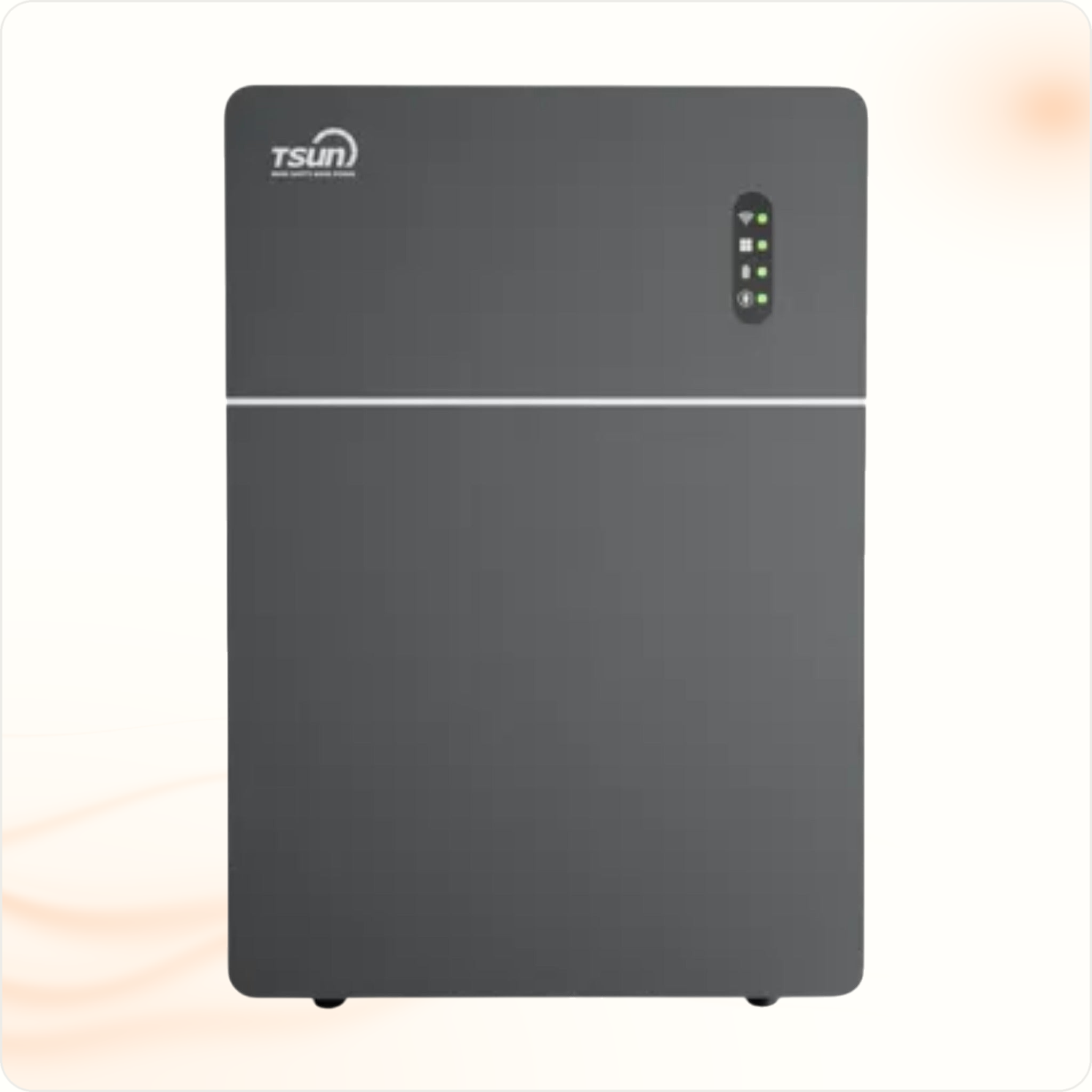 Multi Solar TSUN Solartrunk 5 kWh plug and play home battery unit in dark grey with status indicator lights
