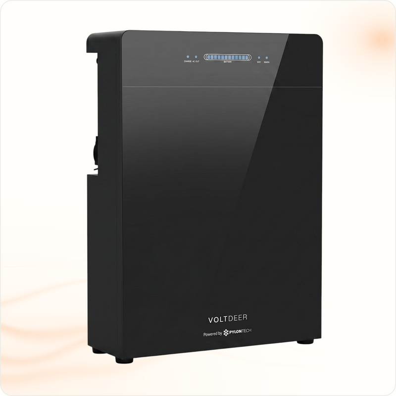 Multi Solar Voltdeer SR5000 5.12 kWh home battery with black finish and LED status indicators