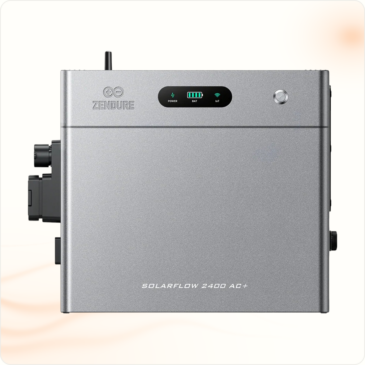 Multi Solar Zendure SolarFlow 2400 AC+ home battery unit in grey with status display and power button