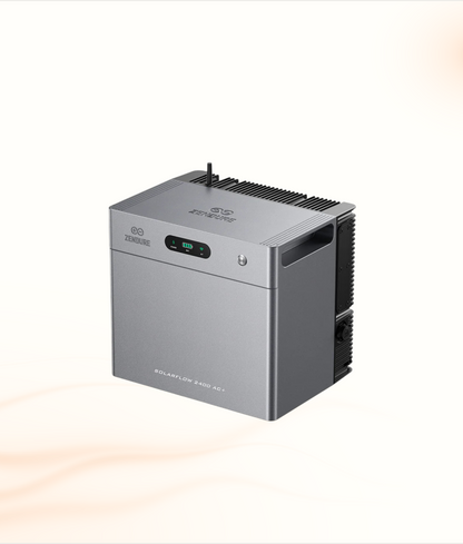 Multi Solar Zendure SolarFlow 2400 AC+ home battery unit in grey with a digital display and modular design