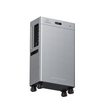 Multi Solar Zendure SolarFlow 4000 Mix AC+ home battery unit in silver with wheels for modular energy storage.