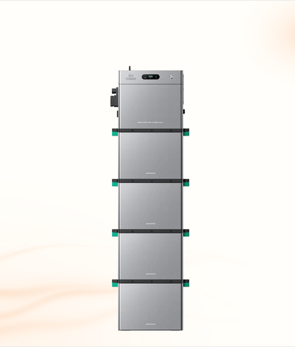 Multi Solar Zendure SolarFlow 2400 AC+ modular home battery system with stacked AB3000L units in a grey finish.