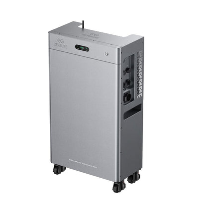 Multi Solar Zendure SolarFlow 4000 Mix AC+ home battery system in silver with a sleek, portable design on wheels.