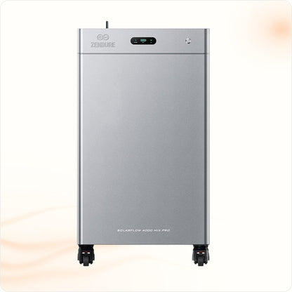 Multi Solar Zendure SolarFlow 4000 Mix AC+ home battery unit in a sleek silver finish with wheels for easy mobility.