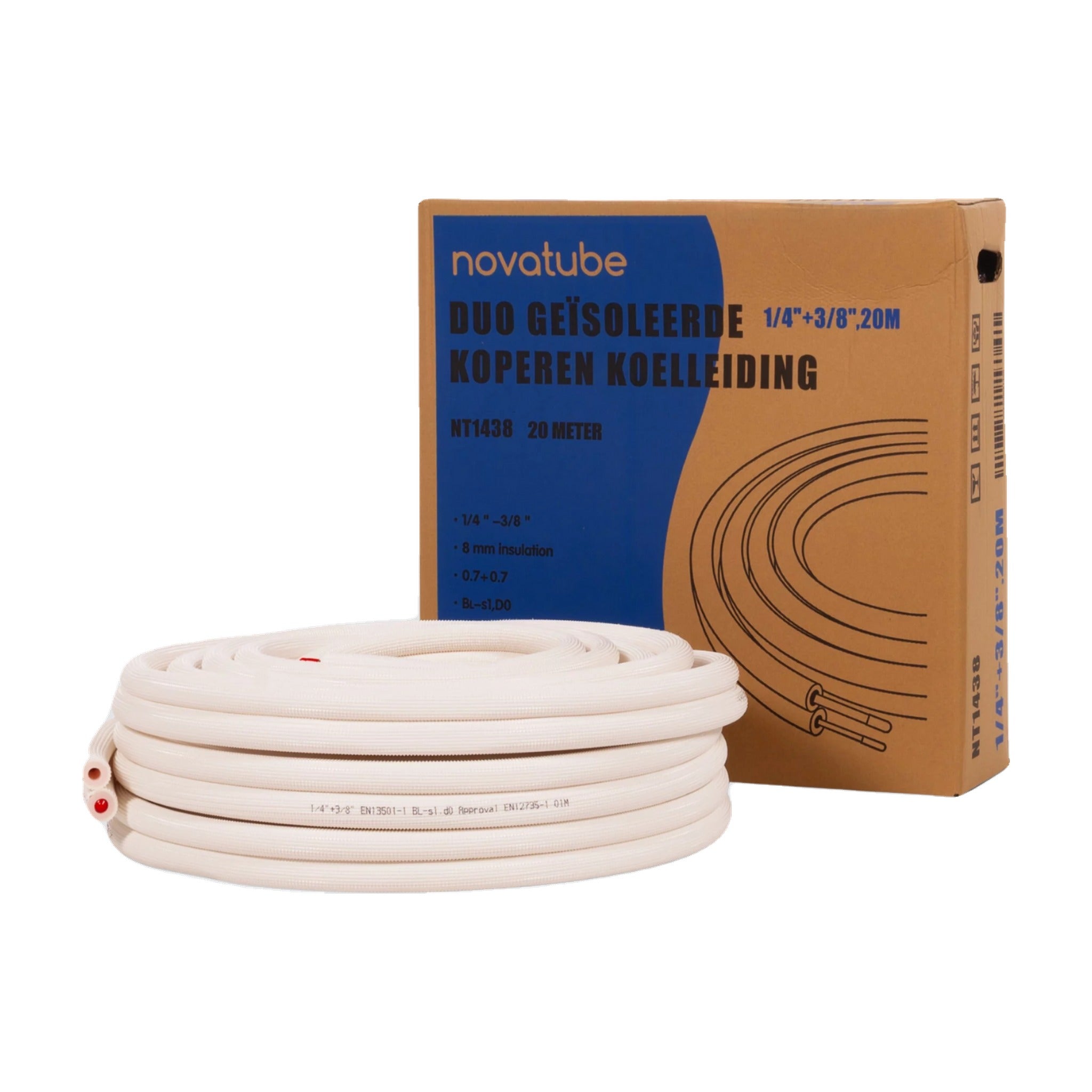 NovaTube duo geïsoleerde koelleiding KIT 1/4-3/8 met flarewartels 6 meter