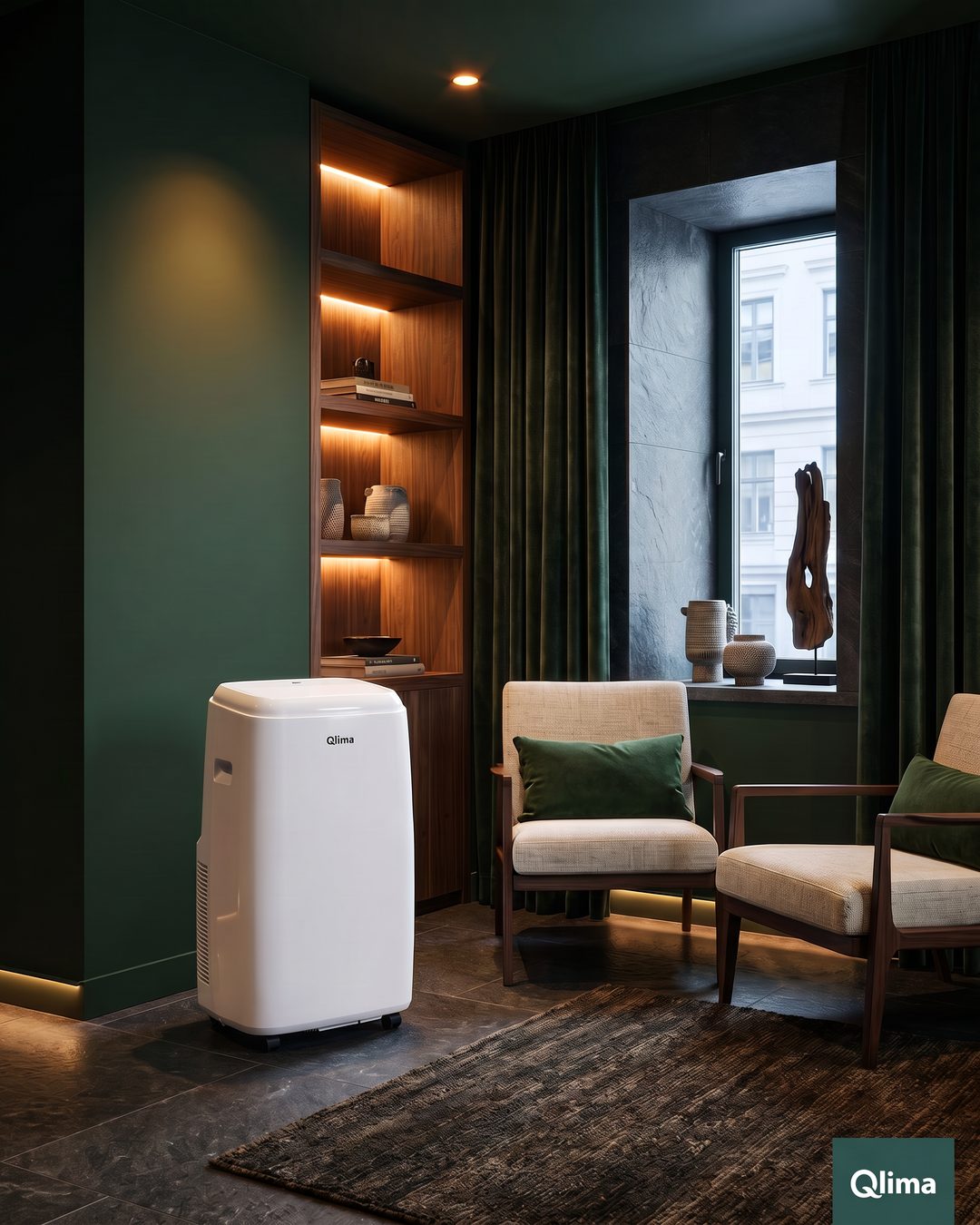Qlima P234 Mobiele Airco | 12.000 BTU – 3,5 kW | Koelen, Ontvochtigen & Ventileren | Tot 110 m³